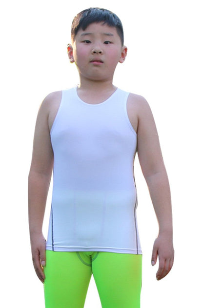 Youth Boys Girls Compression Tank Tops Athletic Sleeveless Shirt Undershirts for Unisex Workout Base Layer Vest LANBAOSI