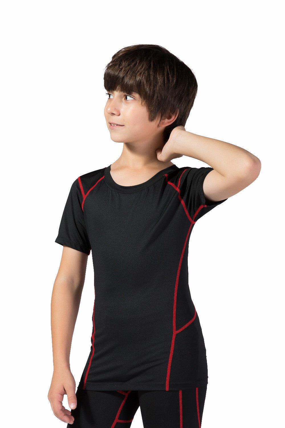 Youth Boys Sports Active Workout Short Sleeve Tech T-Shirts Performance Crew Neck Top LANBAOSI